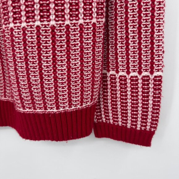 Talbots Women size XL Red White Knit Ribbed Cotten Blend Pullover Sweater Cottag - Picture 3 of 8